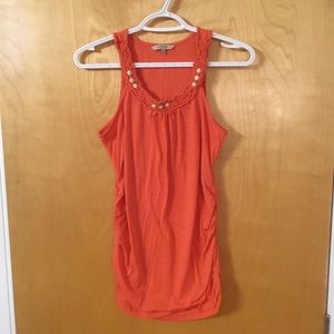 RW&CO Orange tank top wooden beaded